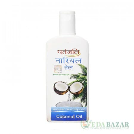 Натуральное Масло Кокоса (Pure Coconut Oil), 200 Мл, Патанджали (Patanjali) фото