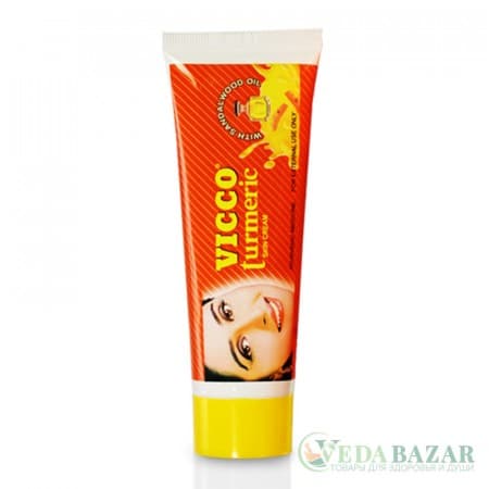 Крем для кожи Турмерик (Turmeric Skin Cream), куркума и масло сандала, 30 гр, ВИККО (VICCO) фото