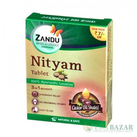 Нитьям (Nityam) природное слабительное, 12 таб, Занду (Zandu) фото