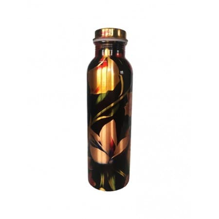 Медная бутылка для воды,винтажные цветы Indian Art Villa Copper Bottle), 900 мл, ВедаБазар