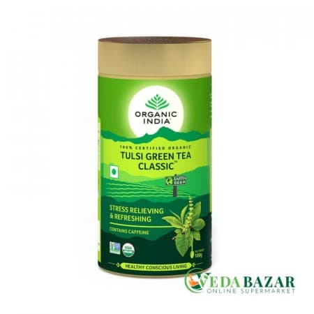 Зеленый чай Туласи Классический (Tulsi Green Tea Classic), 100 гр, Органик Индия (Organic India) фото