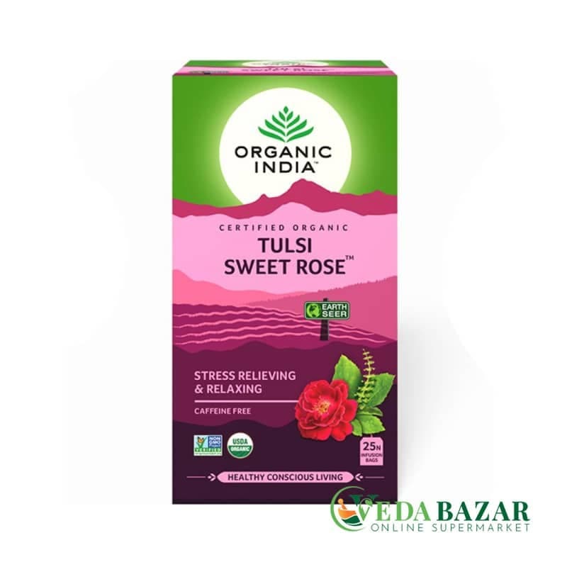 Туласи Сладкая Роза (Tulsi Sweet Rose), 25 штук, Органик Индия (Organic India) фото