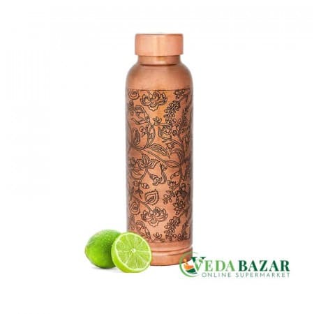 Бутылка медная гравированная Баланс дома (Balance home Handcrafted Engrave Design), 1000 гр, Ведабазар(Vedabazar) фото