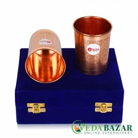 Медные стаканы с бархатной коробкой (Copper Glass With Velvet Box), 300 мл х 2шт фото