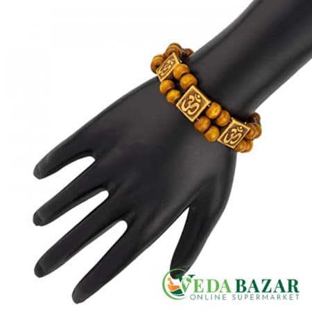 Регулируемый браслет с деревянными бусинами (Adjustable Om Bracelet With Wooden Beads ), 30 гр, Shining Jewel (India) фото