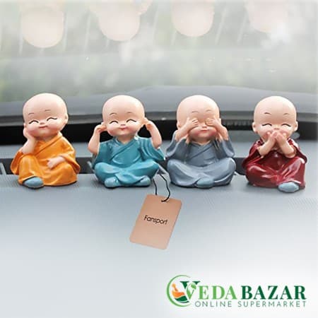 Статуэтка - Четыре маленьких монаха - для салона автомобиля или декор дома (Jiada 4pcs Little Monk) фото