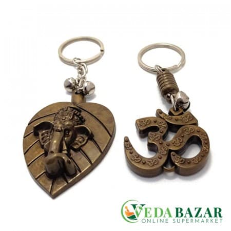 Набор брелок для ключей Ом и Ганеш (Om Leaf Ganesh Keychain), 100гр, Кэй Эра (Key Era) фото