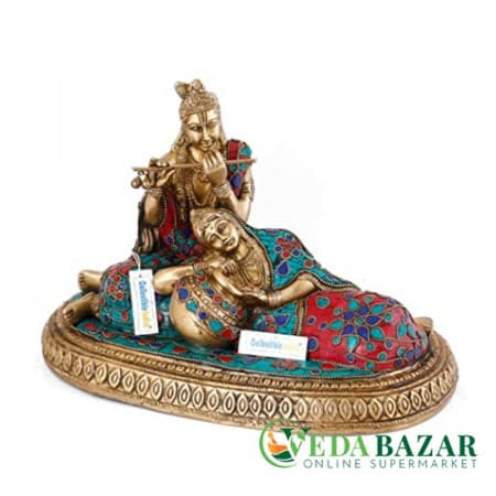 Латунная статуя Радхи Кришны (Lord Radha Krishna Brass Statue), 30,5 x 18 x 20 см, Ведабазар (Vedabazar) фото