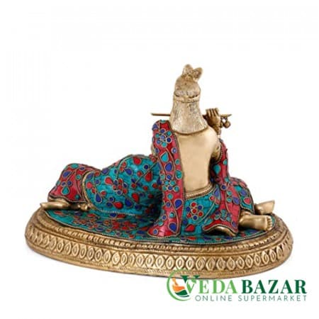 Латунная статуя Радхи Кришны (Lord Radha Krishna Brass Statue), 12 x 7 x 8.5 см, Ведабазар (Vedabazar) фото