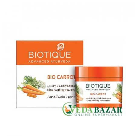 Солнцезащитный лосьон SPF 40 UVA/UVB Кэрот Санскрин (Bio Carrot Sunscreen Lotion), 50 мл, Биотик (Biotique) фото