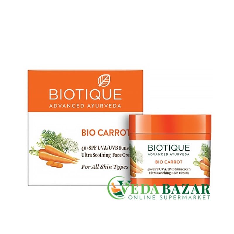 Солнцезащитный лосьон SPF 40 UVA/UVB Кэрот Санскрин (Bio Carrot Sunscreen Lotion), 50 мл, Биотик (Biotique) фото