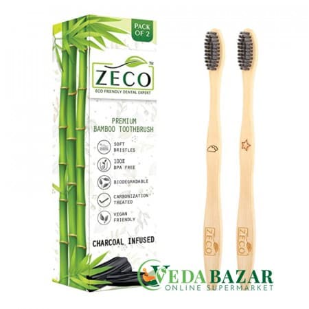 Бамбуковые зубные щетки, (Bamboo Toothbrush), 2 штуки, Зеко (Zeko) фото