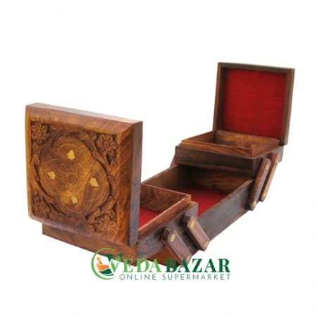 Деревянная шкатулка для украшений с латунной инкрустацией (Jewellery Box for Women), 20.3 x 10.2 x 7.6 см фото