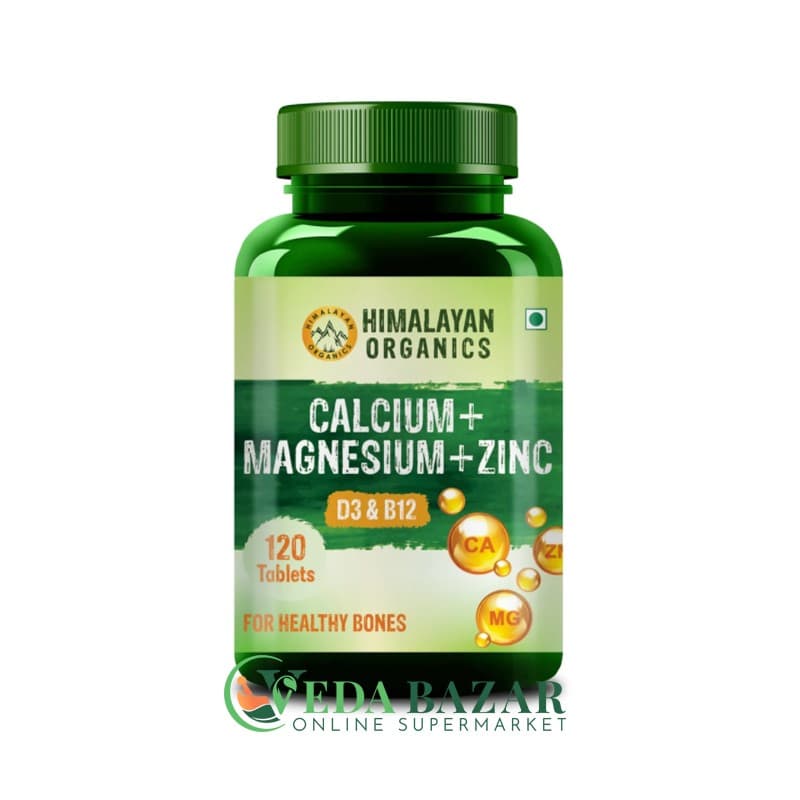 Витамины для Здоровья Костей Кальций+Магний+Цинк (Calcium+Magnesium+Zinc), 120 Таб, Хималаян Органикс (Himalayan Organics) фото