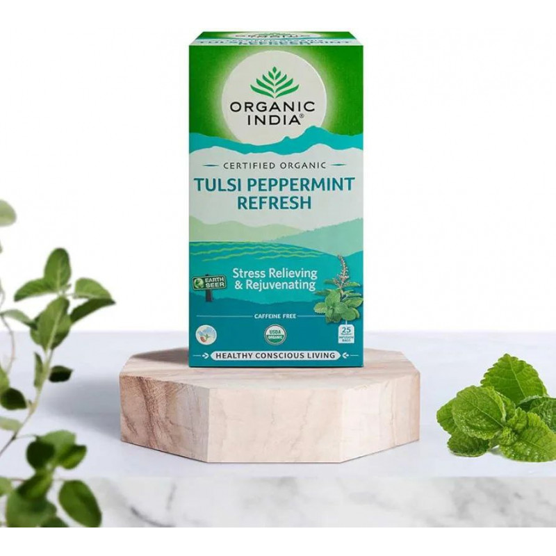 Чай Туласи Освежающий (Tulsi Peppermint Refresh), 25 шт, Органик Индия (Organic India) фото