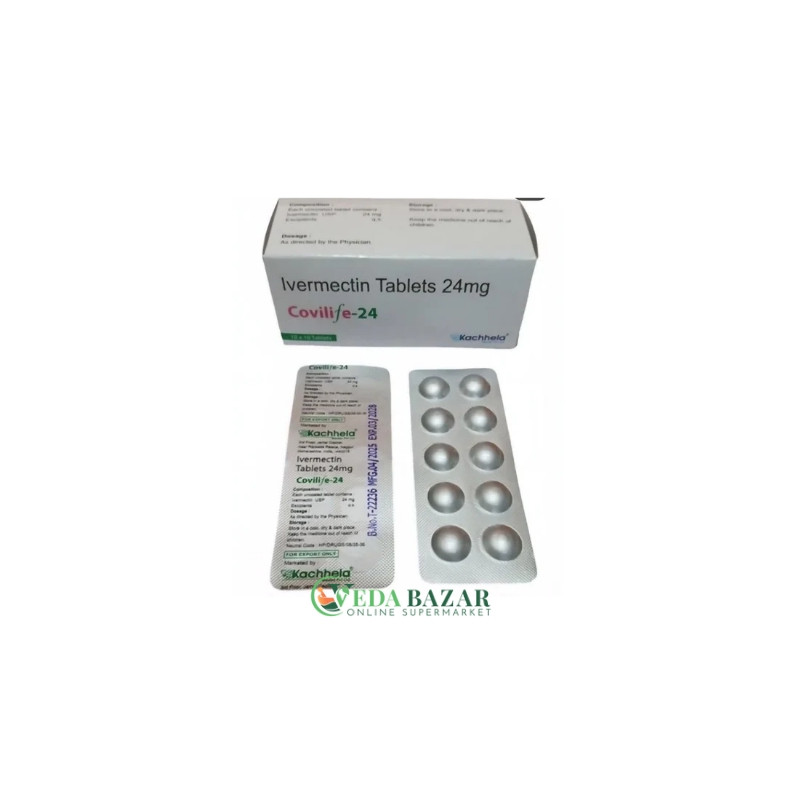 Ковилайф-24 (ивермектин) антипаразитарный препарат (Covilife), 24 мг, 100 таб, Качхела (Kachhela) фото