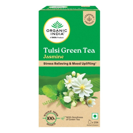 Туласи Зеленый Чай Жасмин (Tulsi Green Tea Jasmine), 25 шт, Органик Индия (Organic India) фото