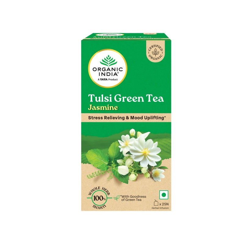 Туласи Зеленый Чай Жасмин (Tulsi Green Tea Jasmine), 25 шт, Органик Индия (Organic India) фото