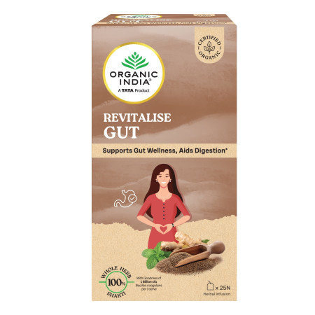 Чай с пробиотиком Ревиталайз Гат (Revitalise Gut), для здоровья кишечника, 25 пак., Органик Индия (Organic India) фото