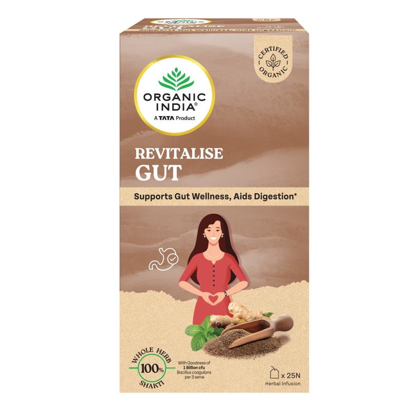 Чай с пробиотиком Ревиталайз Гат (Revitalise Gut), для здоровья кишечника, 25 пак., Органик Индия (Organic India) фото
