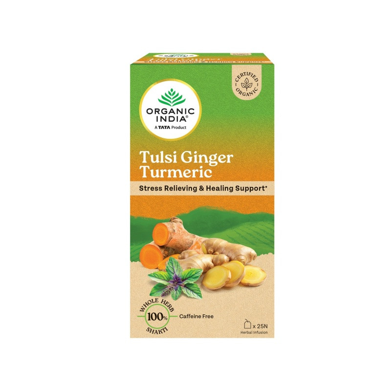 Тулси с имбирём и куркумой (Tulsi Ginger Turmeric), для иммунитета, 25 пак., Органик Индия (Organic India) фото