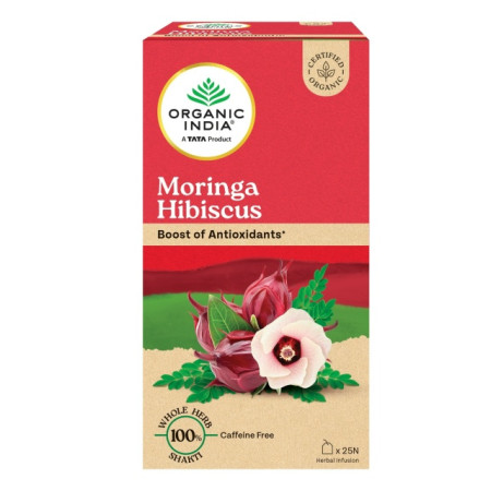 Чай Моринга и Гибискус (Moringa Hibiscus), с антиоксидантами, 25 пак., Органик Индия (Organic India) фото