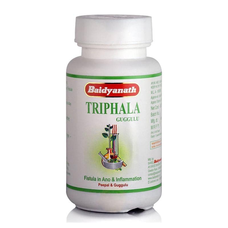 Трифала Гуггул, оздоравливающий препарат широкого спектра действия, (Triphala Guggulu), 80 таб., Баидйанат (Baidyanath) фото