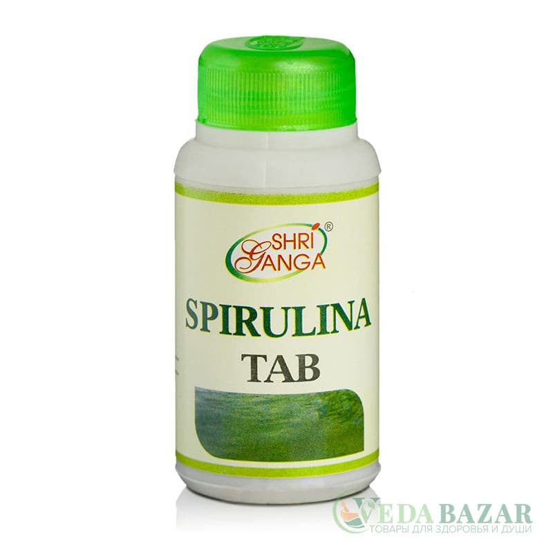 Спирулина (Spirulina) источник витаминов и белка, 60 таб, Шри Ганга (Shri Ganga) фото