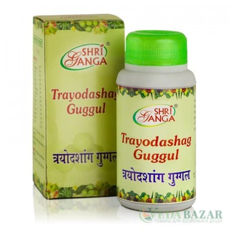 Трайодашанг Гуггул (Trayodashang Guggul) лечение суставов, при радикулите и артрите, 100 гр, Шри Ганга (Shri Ganga) фото